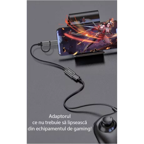 Adaptor Type-C, Micro USB la USB 3.0, OTG, 5Gbps - Yesido (GS02) - Black