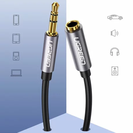 Cablu Audio Jack la Jack 1m - Ugreen  (10592) - Silver