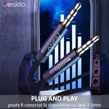 Cablu Audio Jack la Jack 1m - Yesido (YAU14) - Black