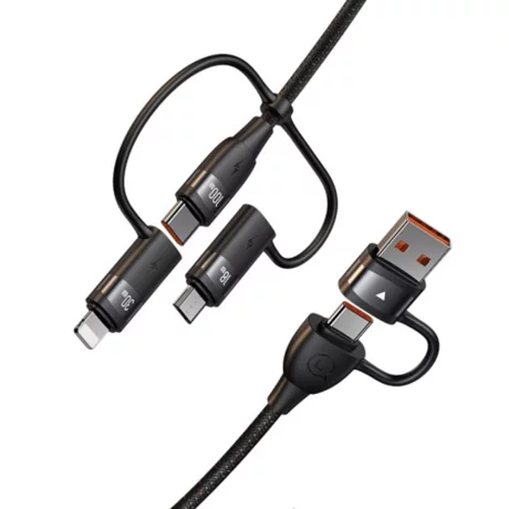 Cablu de Date 6in1, USB, Type C la Lightning, USB, Type C, Fast Charging, 100W, 1.2m - Usams (US-SJ645) - Black