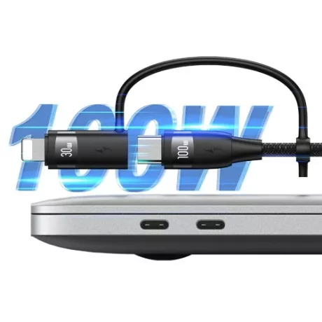 Cablu de Date 6in1, USB, Type C la Lightning, USB, Type C, Fast Charging, 100W, 1.2m - Usams (US-SJ645) - Black