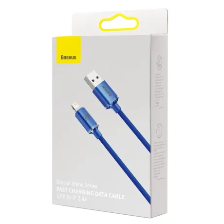 Cablu de Date USB la Lightning 2.4A, 2m - Baseus Crystal Shine (CAJY000103) - Blue