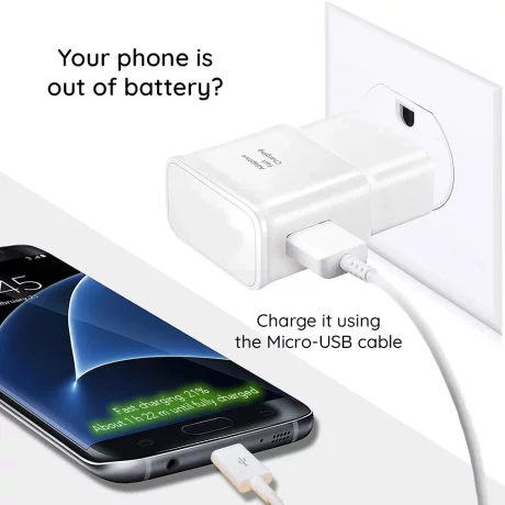 Cablu de date USB la Micro-USB, 0.8m - Samsung (ECB-DU68WE) - White