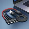 Cablu USB-A la 2xType-C, Lightning, Micro-USB, 2A, 1m - Hoco Super (X76) - Black/Red/Blue