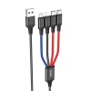 Cablu USB-A la 2xType-C, Lightning, Micro-USB, 2A, 1m - Hoco Super (X76) - Black/Red/Blue