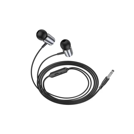 Casti Audio cu Fir Jack 3.5mm cu Microfon, 1.2m - Hoco (M108) - Metal Gray