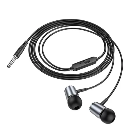 Casti Audio cu Fir Jack 3.5mm cu Microfon, 1.2m - Hoco (M108) - Metal Gray