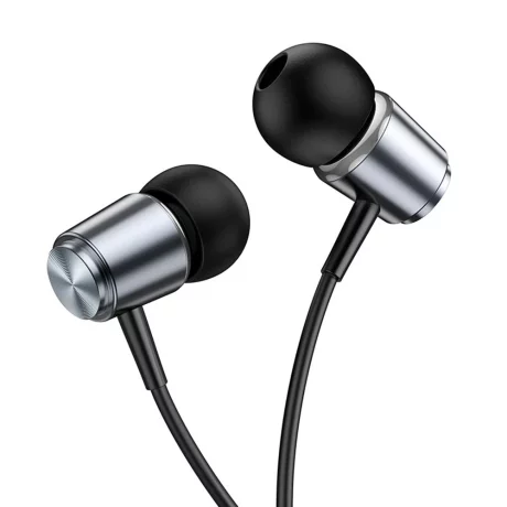Casti Audio cu Fir Jack 3.5mm cu Microfon, 1.2m - Hoco (M108) - Metal Gray