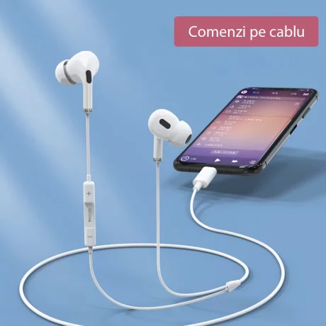 Casti Audio Type-C Stereo cu Microfon, 1.2m - Yesido (YH35) - White