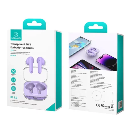 Casti Bluetooth True Wireless - Usams US-BE16 (BHUBE04) - Purple