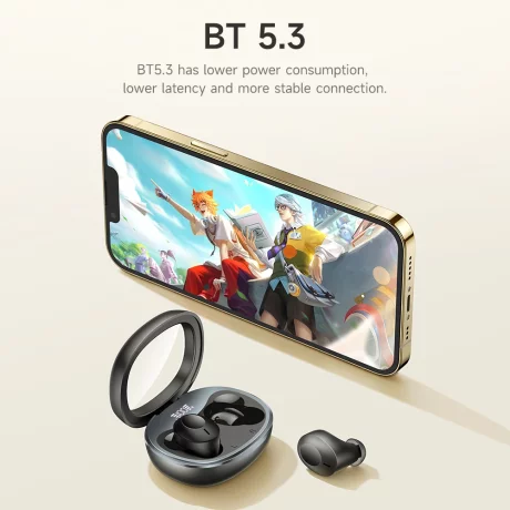 Casti Bluetooth TWS cu Carcasa Transparenta si Display Digital - Hoco (EQ3) - Purple