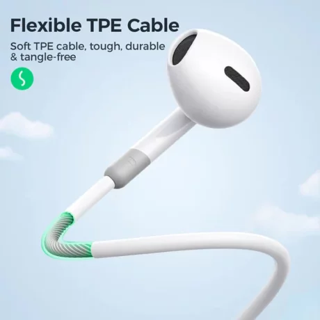 Casti cu Fir si Microfon Jack 3.5mm, Half-in-Ear, 1.2m - JoyRoom (JR-EW01) - White