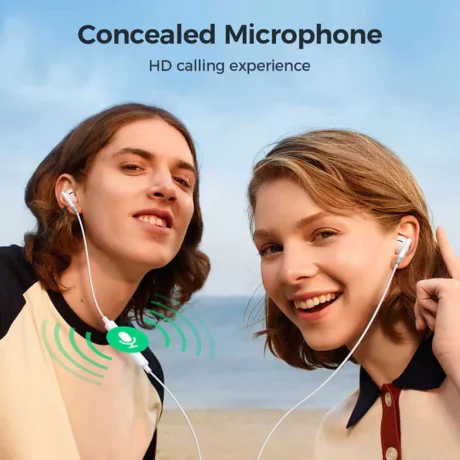 Casti cu Fir si Microfon Jack 3.5mm, Half-in-Ear, 1.2m - JoyRoom (JR-EW01) - White