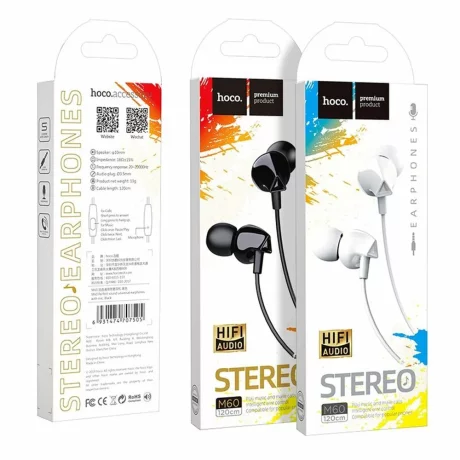 Casti Jack cu Microfon, 1.2m - Hoco Perfect Sound (M60) - Black