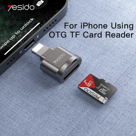 Cititior de Carduri Lightning la TF, cu Functia OTG - Yesido (GS18) - Grey
