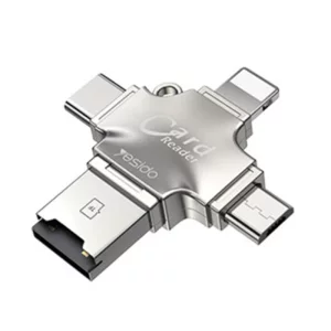 Cititor de Carduri MicroSD + Adaptor USB, Type-C, Lightning, Micro-USB - Yesido (GS13) - Silver
