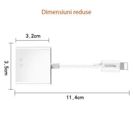 Cititor de Carduri SD, Micro SD + Adaptor Lightning - Yesido (GS11) - White