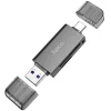Cititor de Carduri USB, Type-C 3.0 la MicroSD, SD - Hoco (HB39) - Metal Gray