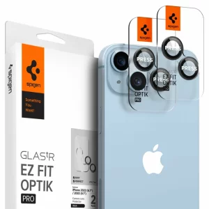 Folie Camera pentru iPhone 14 / iPhone 14 Plus (set 2) - Spigen Glas.tR Optik EZ Fit Pro - Black