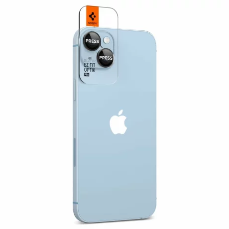 Folie Camera pentru iPhone 14 / iPhone 14 Plus (set 2) - Spigen Glas.tR Optik EZ Fit Pro - Black