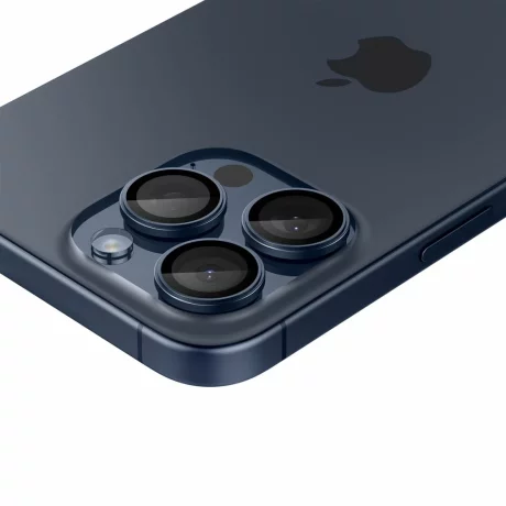 Folie Camera pentru iPhone 14 Pro  / 14 Pro Max / 15 Pro / 15 Pro Max (set 2) - Spigen Glas.tR Optik EZ Fit Pro - Blue Titanium