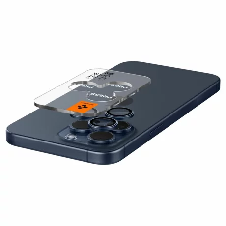 Folie Camera pentru iPhone 14 Pro  / 14 Pro Max / 15 Pro / 15 Pro Max (set 2) - Spigen Glas.tR Optik EZ Fit Pro - Blue Titanium