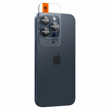 Folie Camera pentru iPhone 14 Pro  / 14 Pro Max / 15 Pro / 15 Pro Max (set 2) - Spigen Glas.tR Optik EZ Fit Pro - Blue Titanium