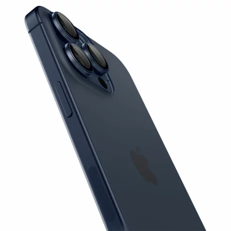 Folie Camera pentru iPhone 14 Pro  / 14 Pro Max / 15 Pro / 15 Pro Max (set 2) - Spigen Glas.tR Optik EZ Fit Pro - Blue Titanium