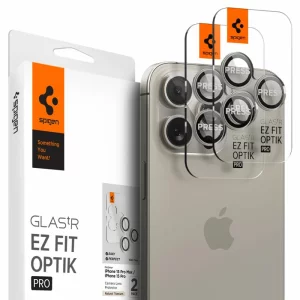 Folie Camera pentru iPhone 14 Pro  / 14 Pro Max / 15 Pro / 15 Pro Max (set 2) - Spigen Glas.tR Optik EZ Fit Pro - Natural Titanium
