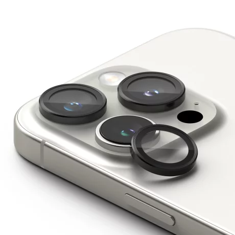 Folie Camera pentru iPhone 16 Pro / iPhone 16 Pro Max (set 2) - Ringke Camera Lens Frame Glass - Black