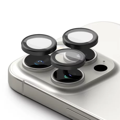 Folie Camera pentru iPhone 16 Pro / iPhone 16 Pro Max (set 2) - Ringke Camera Lens Frame Glass - Black