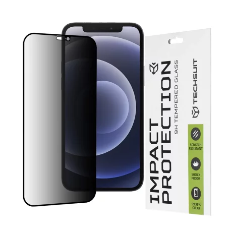 Folie pentru iPhone 12 / iPhone 12 Pro - Techsuit 111D Privacy Full Glue - Black