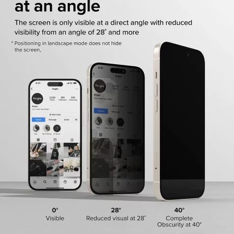 Folie pentru iPhone 15 / iPhone 16 - Ringke Tempered Glass - Privacy