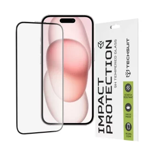 Folie pentru iPhone 15 / iPhone 16 - Techsuit 111D Full Cover / Full Glue Glass - Black