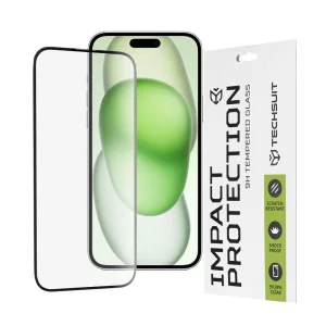 Folie pentru iPhone 15 Plus / iPhone 16 Plus- Techsuit 111D Full Cover / Full Glue Glass - Black