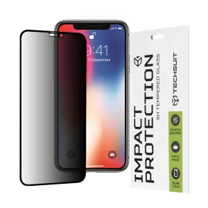 Folie pentru iPhone X / iPhone XS / iPhone 11 Pro - Techsuit 111D Privacy Full Glue - Black