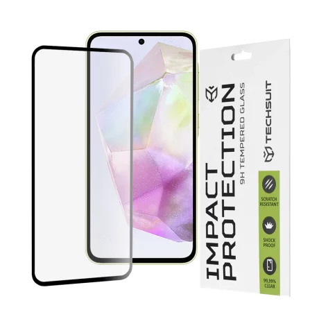 Folie pentru Samsung Galaxy A35 5G / A55 5G / M35 - Techsuit 111D Full Cover / Full Glue Glass - Black
