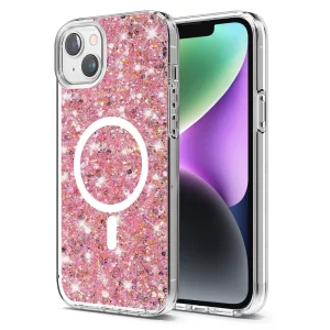 Husa pentru iiPhone 14 Plus / iPhone 15 Plus - Techsuit Sparkly Glitter MagSafe - Pink