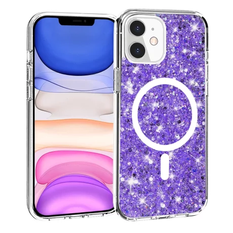 Husa pentru iPhone 11 - Techsuit Sparkly Glitter MagSafe - Purple
