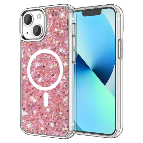Husa pentru iPhone 13 - Techsuit Sparkly Glitter MagSafe - Pink