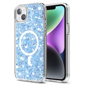Husa pentru iPhone 14 Plus / iPhone 15 Plus - Techsuit Sparkly Glitter MagSafe - Blue