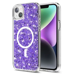 Husa pentru iPhone 14 Plus / iPhone 15 Plus - Techsuit Sparkly Glitter MagSafe - Purple