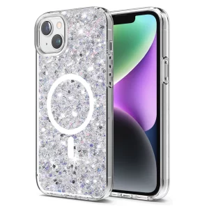 Husa pentru iPhone 14 Plus / iPhone 15 Plus - Techsuit Sparkly Glitter MagSafe - White