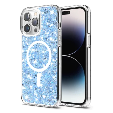 Husa pentru iPhone 14 Pro Max - Techsuit Sparkly Glitter MagSafe - Blue