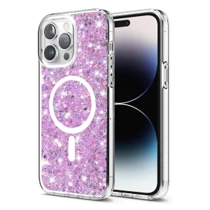 Husa pentru iPhone 14 Pro Max - Techsuit Sparkly Glitter MagSafe - Magenta