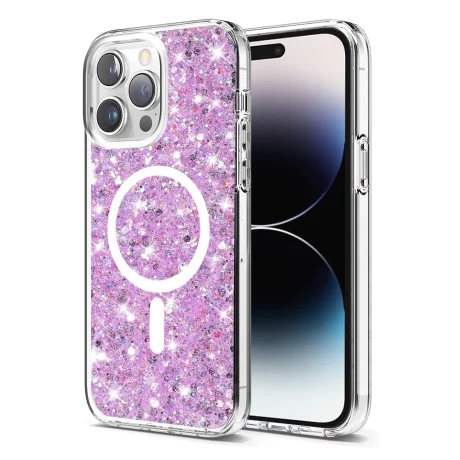 Husa pentru iPhone 14 Pro Max - Techsuit Sparkly Glitter MagSafe - Magenta