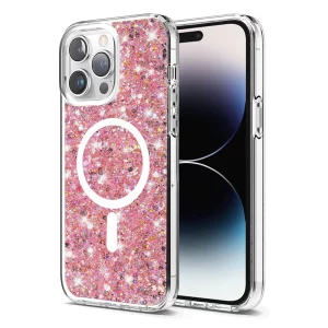 Husa pentru iPhone 14 Pro Max - Techsuit Sparkly Glitter MagSafe - Pink