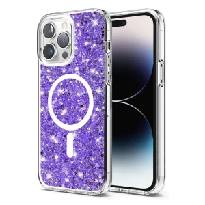 Husa pentru iPhone 14 Pro Max - Techsuit Sparkly Glitter MagSafe - Purple