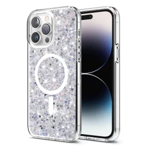 Husa pentru iPhone 14 Pro Max - Techsuit Sparkly Glitter MagSafe - White
