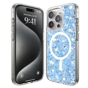Husa pentru iPhone 15 Pro Max - Techsuit Sparkly Glitter MagSafe - Blue